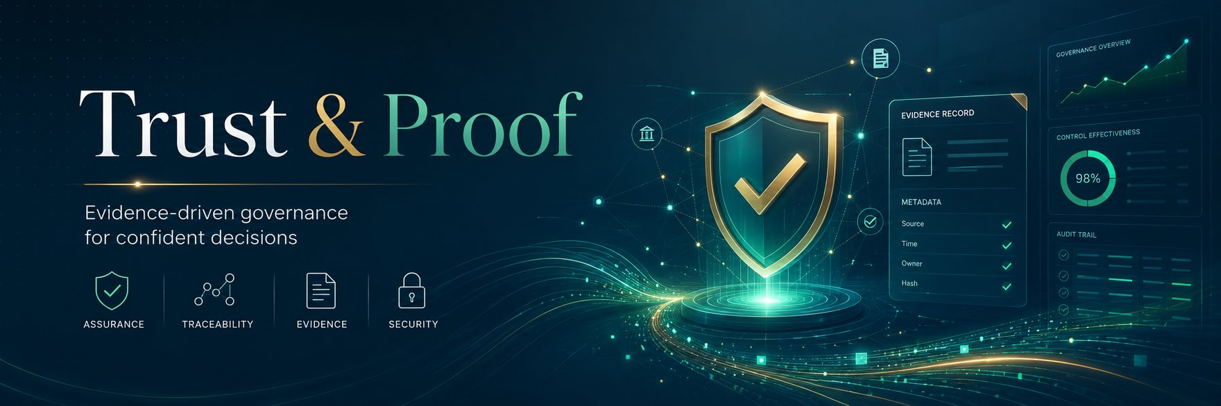 Trust & Proof — Evidence-driven governance for confident decisions: assurance, traceability, evidence, security.